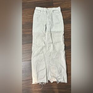 Light Gray Frayed Hem Jeans